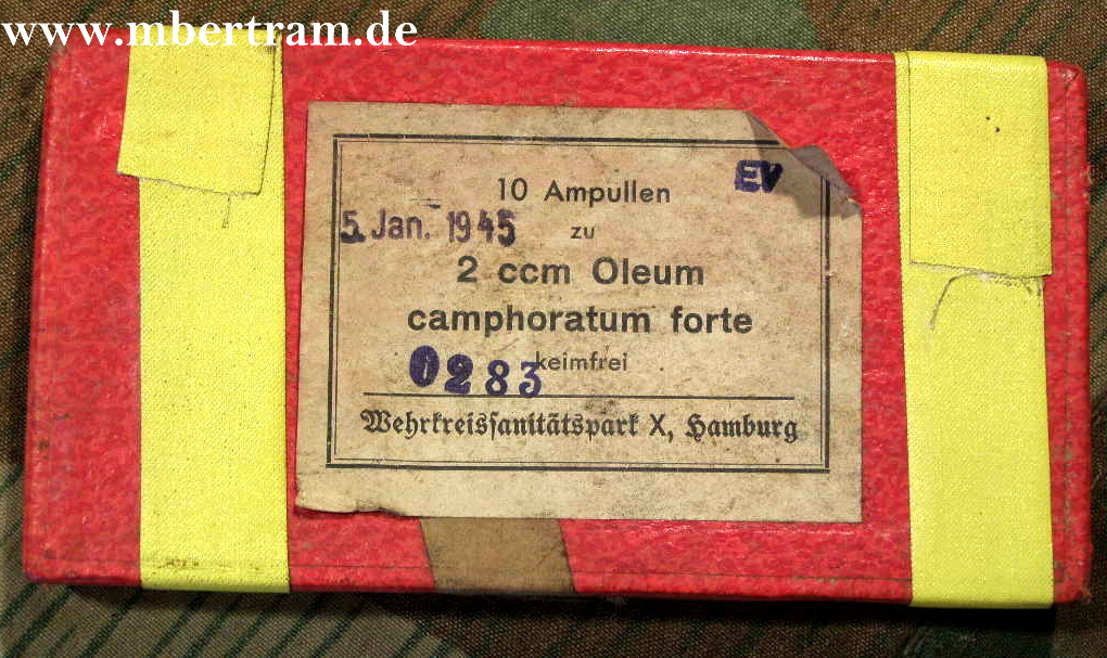 10 Ampullen Oleum Camphoratum Forte 1945 Wehrkreis HH