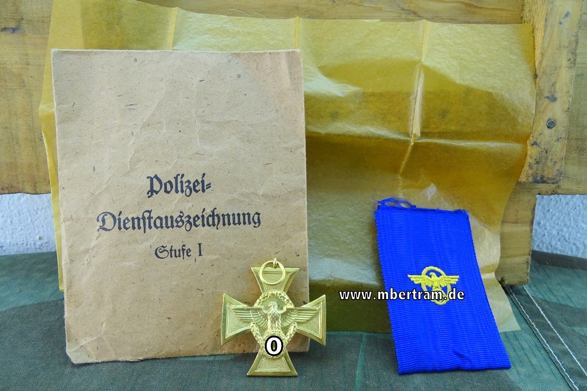 Polizei-Dienstauszeichnung 1. Stufe für 25 Jahre in Gold  mit Tüte Katz & Deyhle