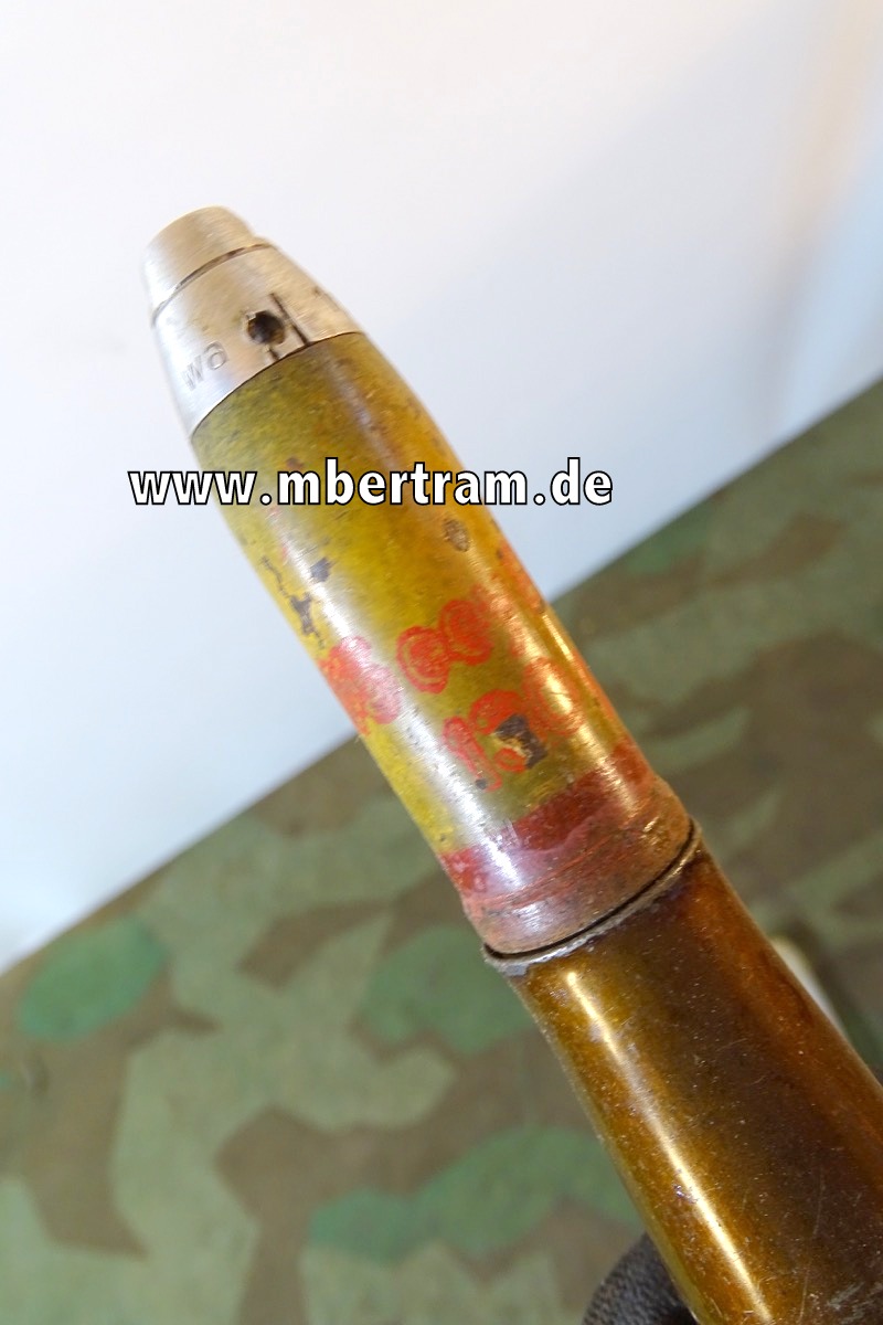 2cm Spreng Flak Granate mit Hülse, Pulversack und Aluzünder, TOP Erhaltung