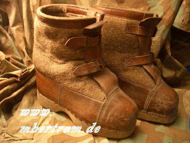 Wehrmacht Paar Winter Wachstiefel, Filzstiefel, Holzsohle