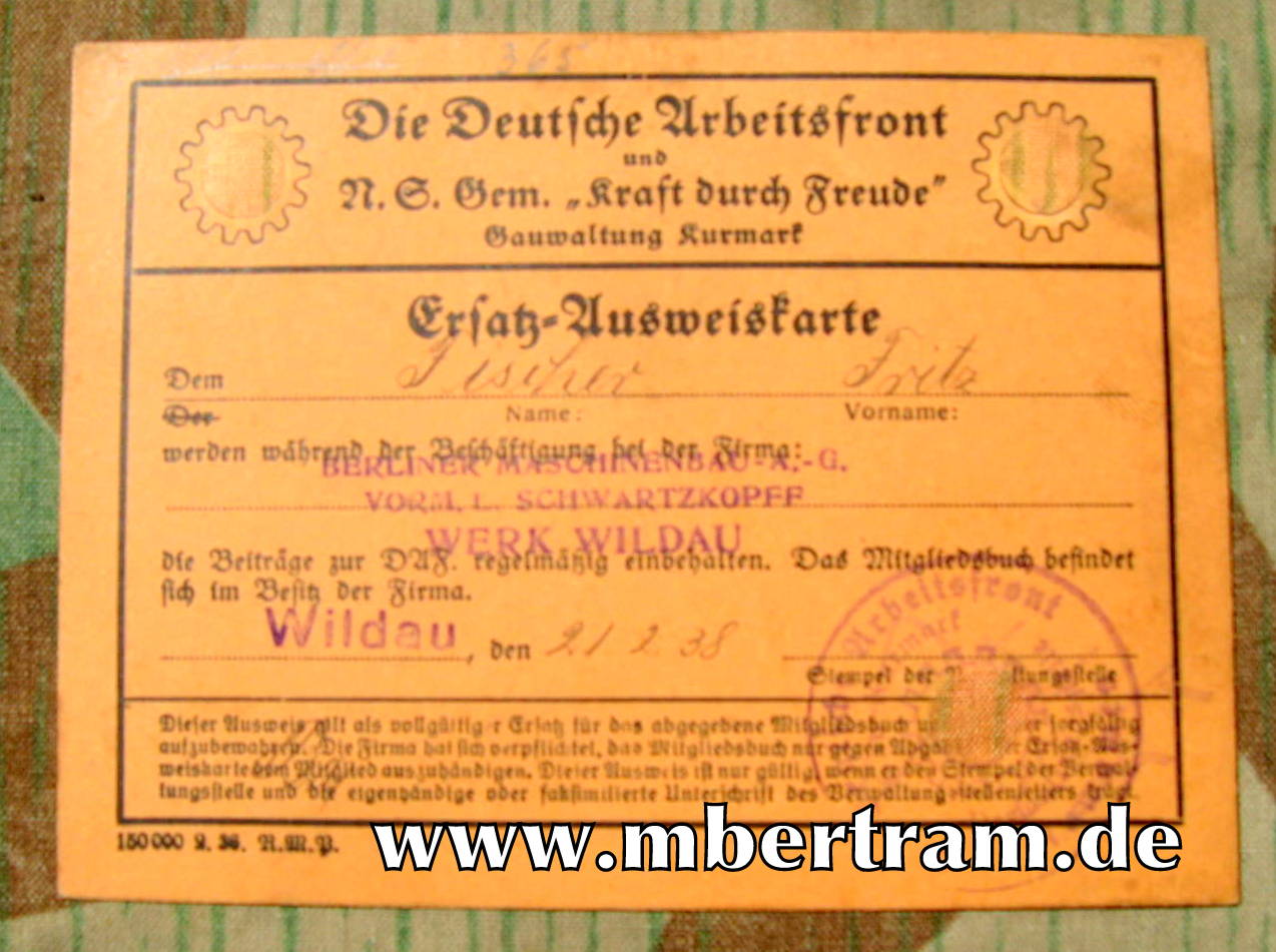 Deutsche Arbeistfront und NS Gem. " Kraft durch Freude "