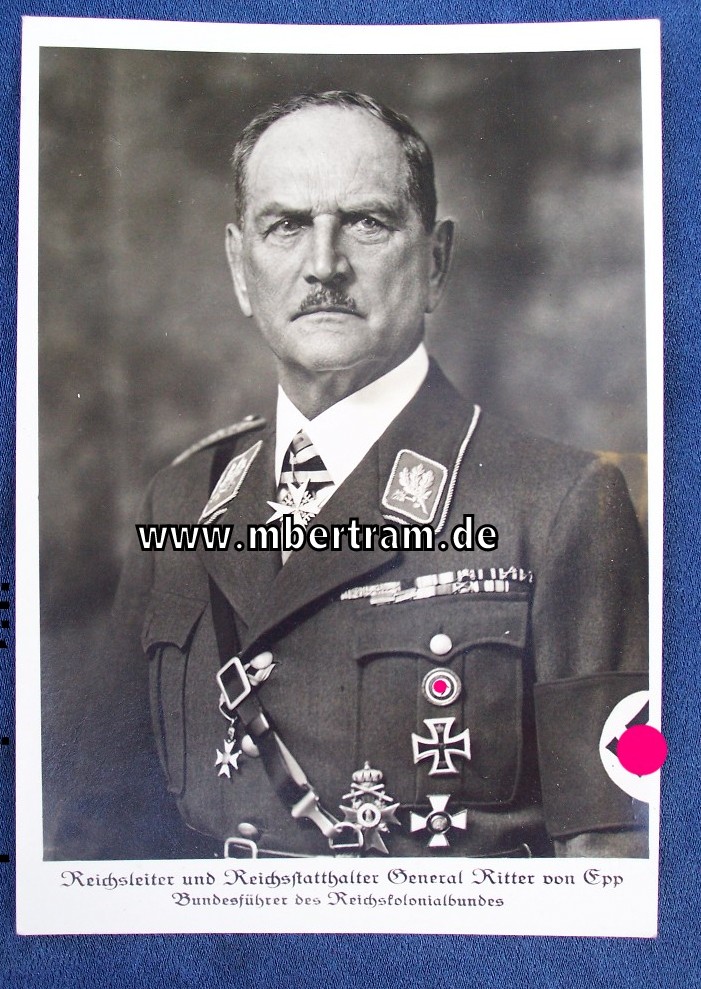 General Ritter von Epp Postkarte des Reichskolonialbundes