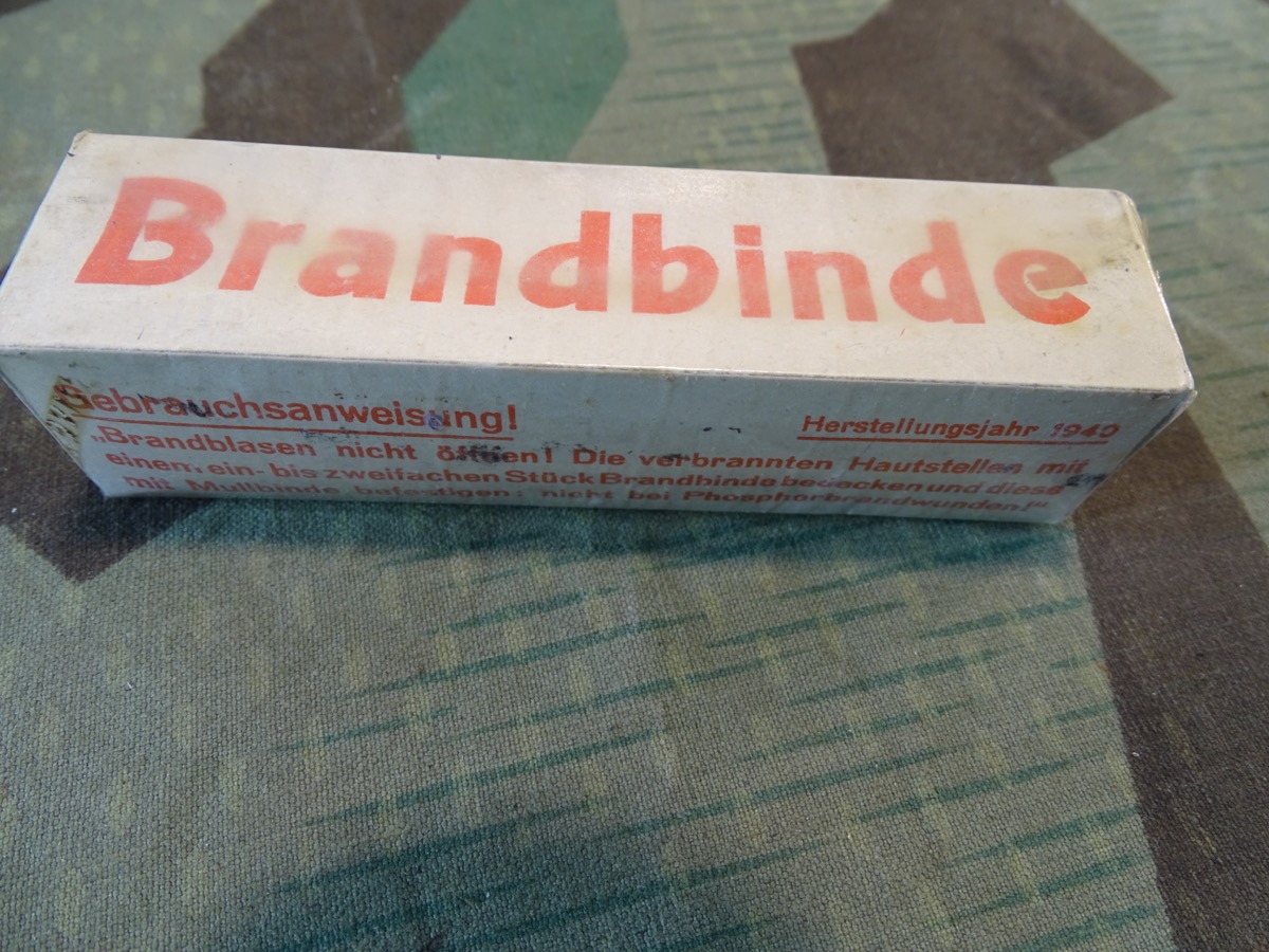 Brandbinde 2 m Lang 10 cm breit, Söhngen 1940.  Wehrmacht Sanitätsmaterial, Verbandkasten 