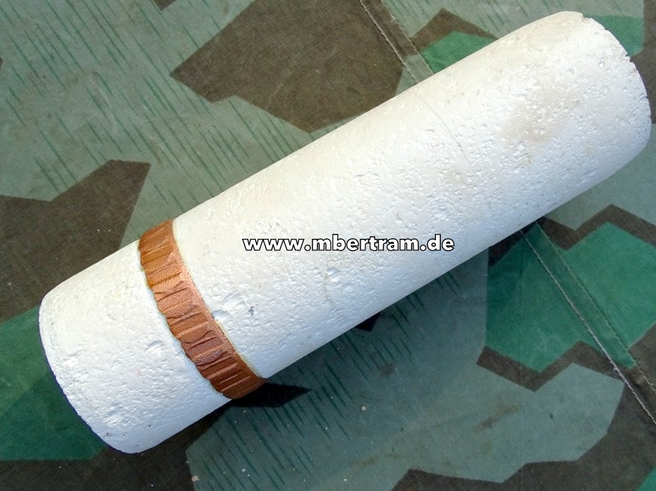 Französisches 75 mm Schrapnell Geschoss mit Kupfer Führungsring. 1. Weltkrieg