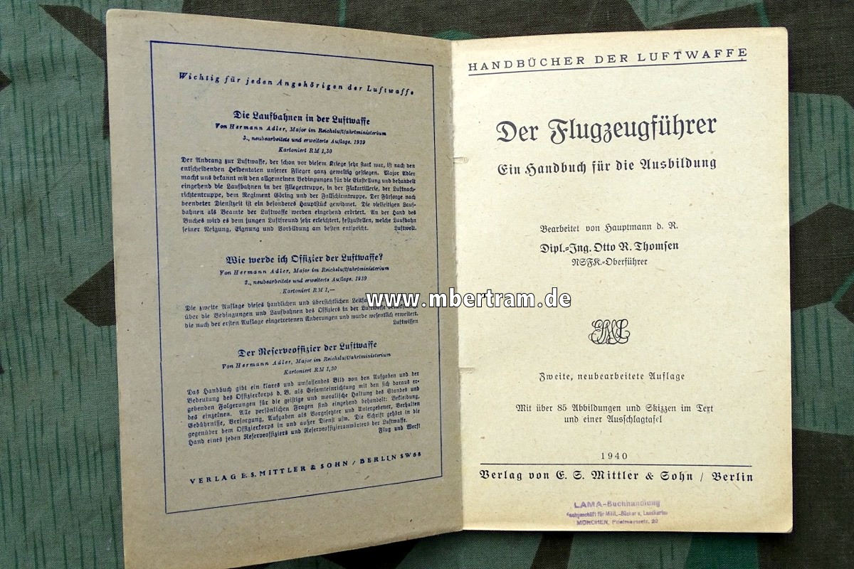 Handbücher der Luftwaffe, Der Flugzeugführer, 1940, 135 S. , 85 Abbildungen