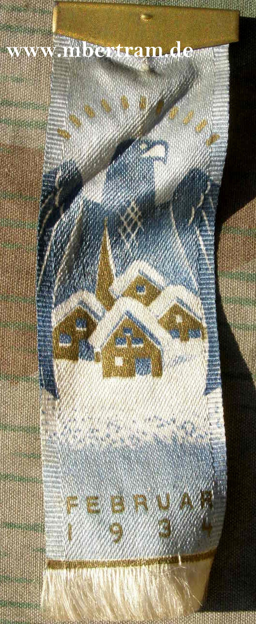 WHW Februar 1934, Seidenbändchen in Metalleinfassung