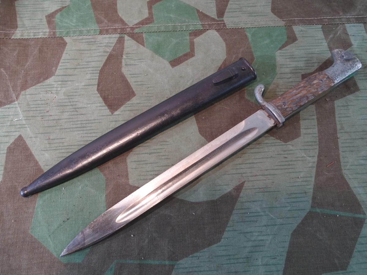 Extra Seitengewehr KS 98 mit Hirschhorn Griffschalen Gebirgsjäger, Eickhorn Solingen. Ersatzteilträger