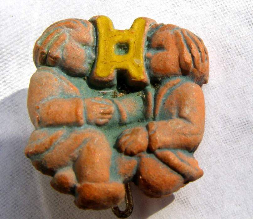 WHW, 1941, Keramik, "Tierkreiszeichen Zwilling" Handbemalt