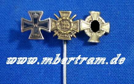 3er MINIATURENSPANGE 9 mm: EK2, Frontk Kr., Treudienst