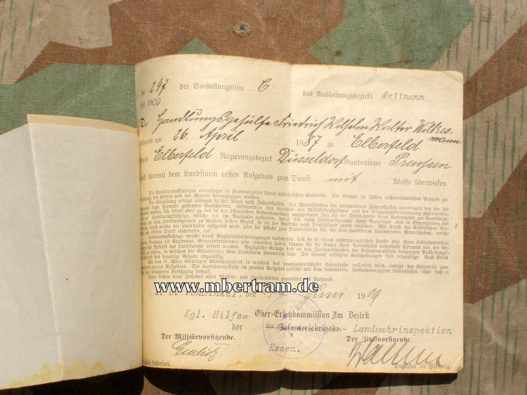 12835-38 Dokumenten- u. Fotokonvolut, 1.WK, Armierungs Bataillon