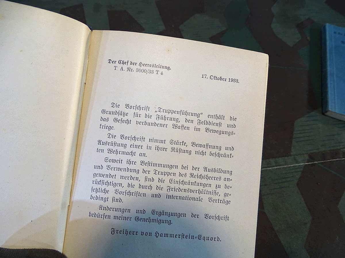 Heeres Dienstvorschrift H.Dv. 800/1: Ausbildungsvorschrift  " Truppenführung" Ausgabe 1936