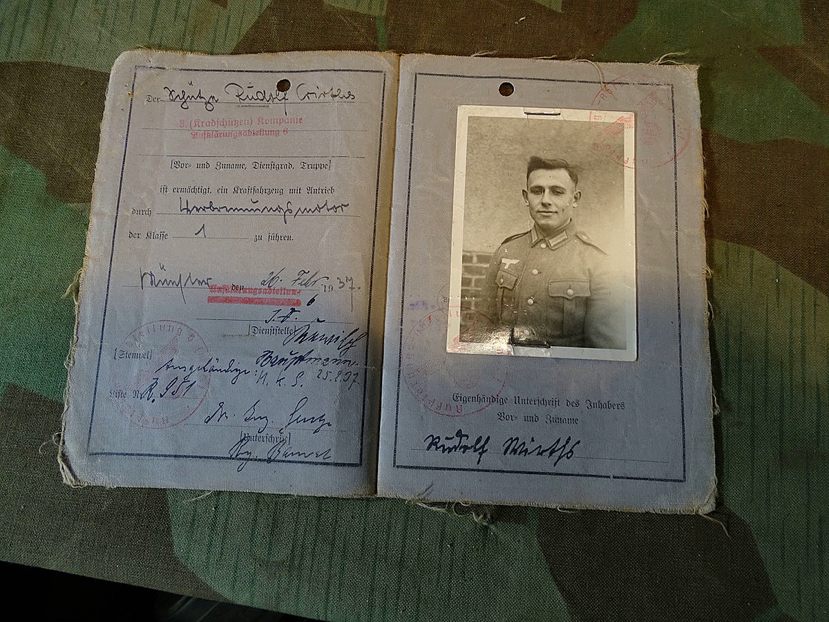 Militär / Wehrmachts  Führerschein, R. Wirths aus SG-Wald, 3 Kradschützen Kp. Aufklärungs. Abt. 6,  Bild