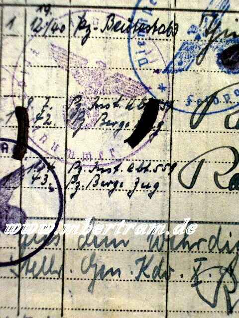1005-14 Dokumente Pz.- Bergezug: Soldbuch, Verleihungs Urkunden