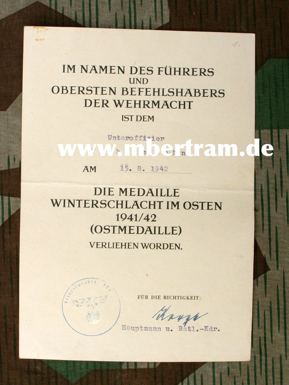 Urkunden: 6.Inf.Rgt 240: Schutzwall.,ISA, EK2, Verw.Abz., Ostm.