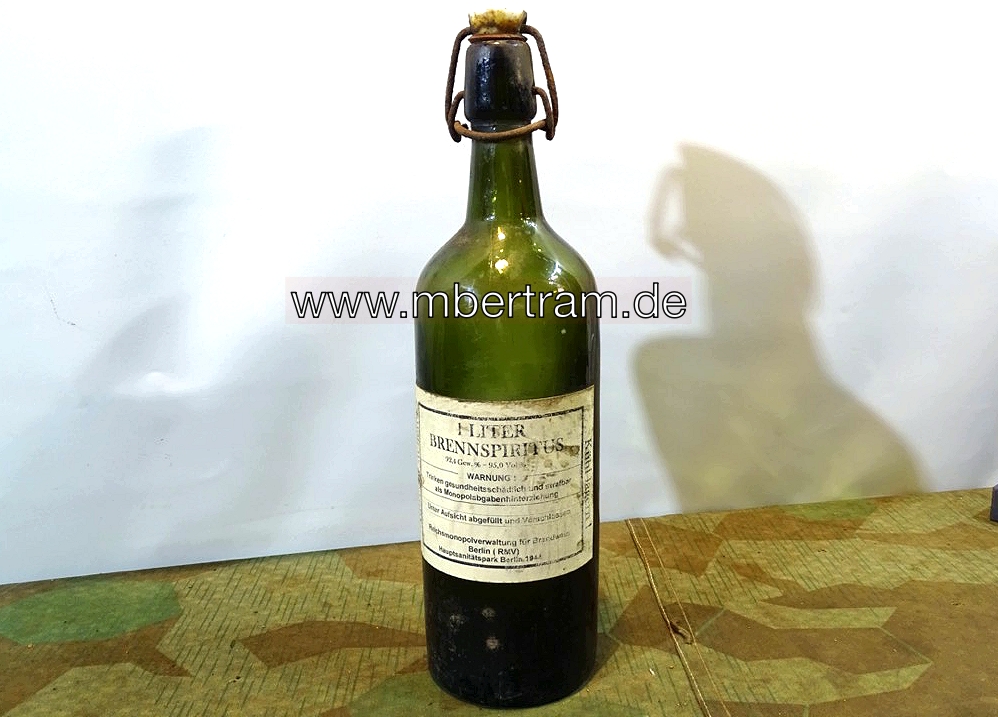 Flasche 1 Liter Brennspiritus für Sanitätskaten , Hauptsanitätspark Berlin