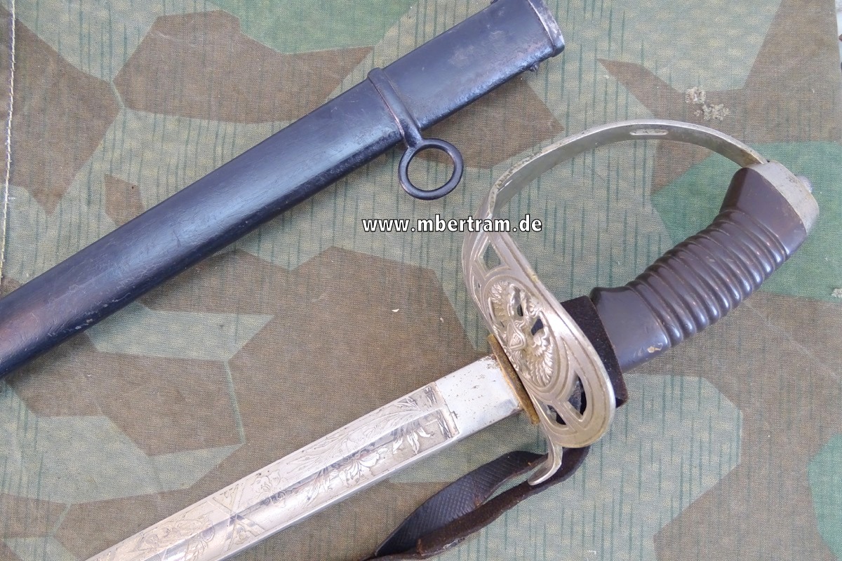 KD 89 Kavallerie- Degen M 1889, Ätzung, Bläuung, " Thür. Ulanen Reg No 6"