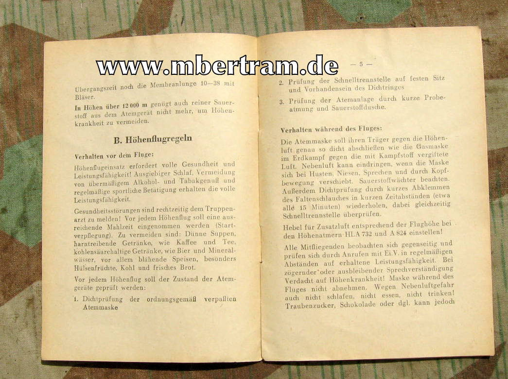 Luftwaffe : Merkblatt über Verhalten bei Höhenflug 1943