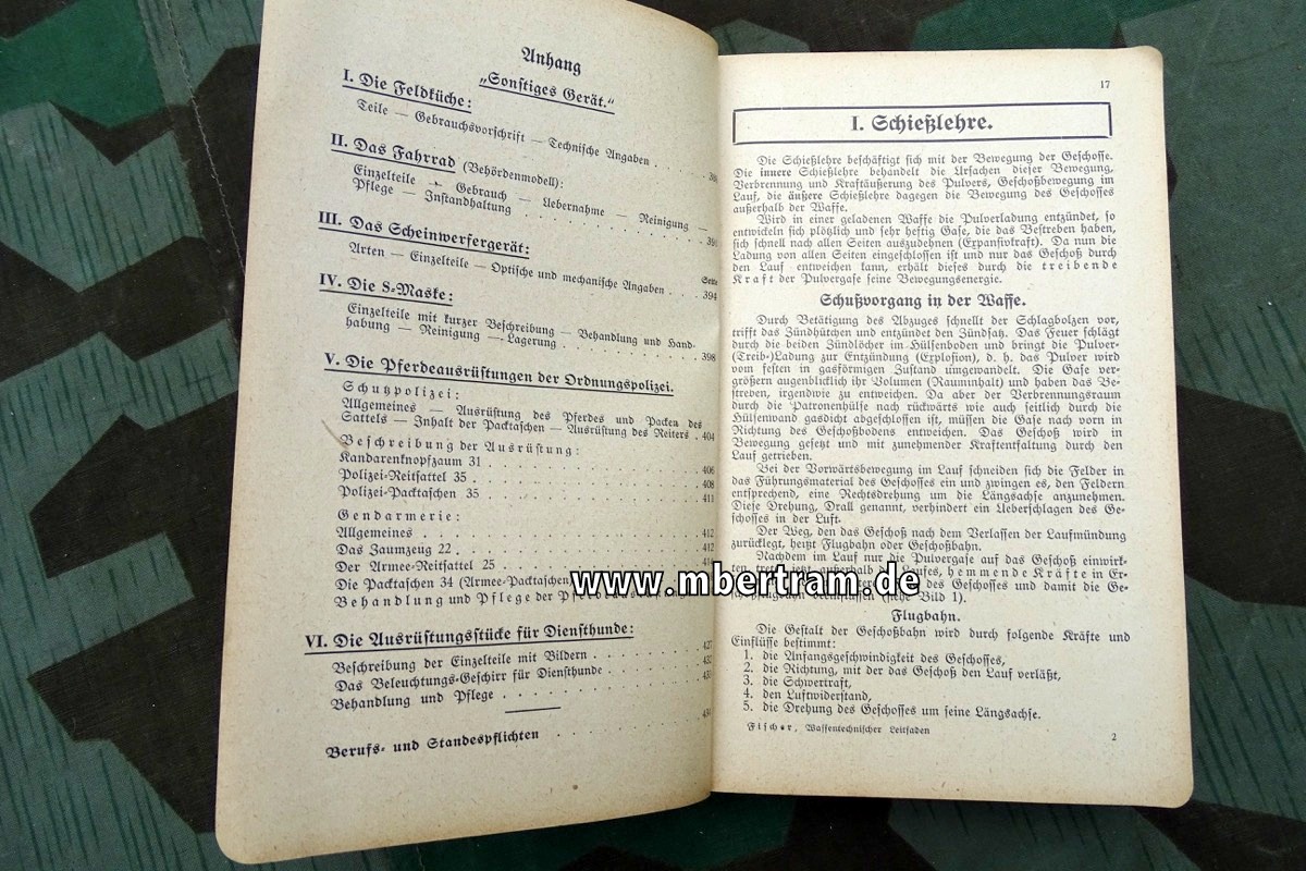 15815-10 Dienstanweisung: Waffentechnischer Leitfaden für die Ordnungspolizei, 1940, SELTEN