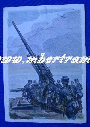 Colorierte Propagandapostkarte 8,8 Flak mit Bedienpersonal