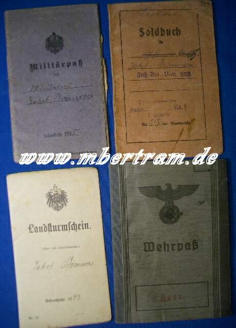 Wehrpass 2. WK, Landsturmschein 1. WK, Militärpass 1. WK