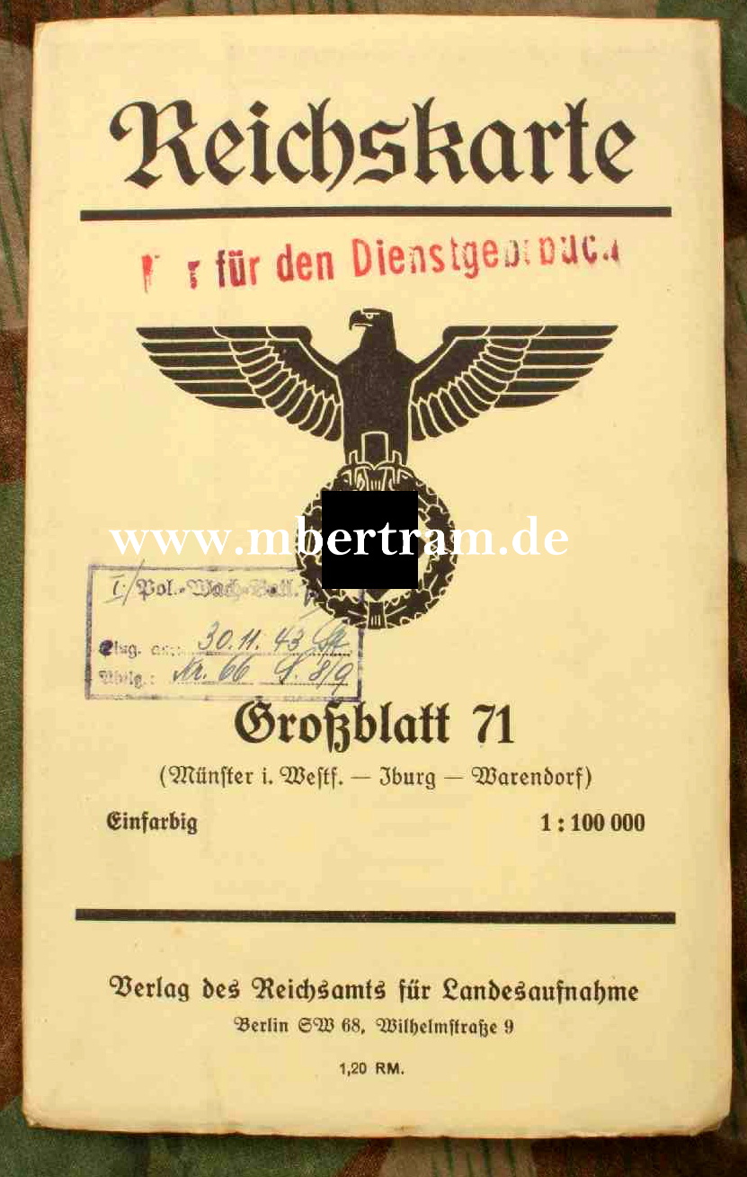 Dienst-Landkarte 1.Pol.WachBtl.6 Münster, Iburg, Warendorf