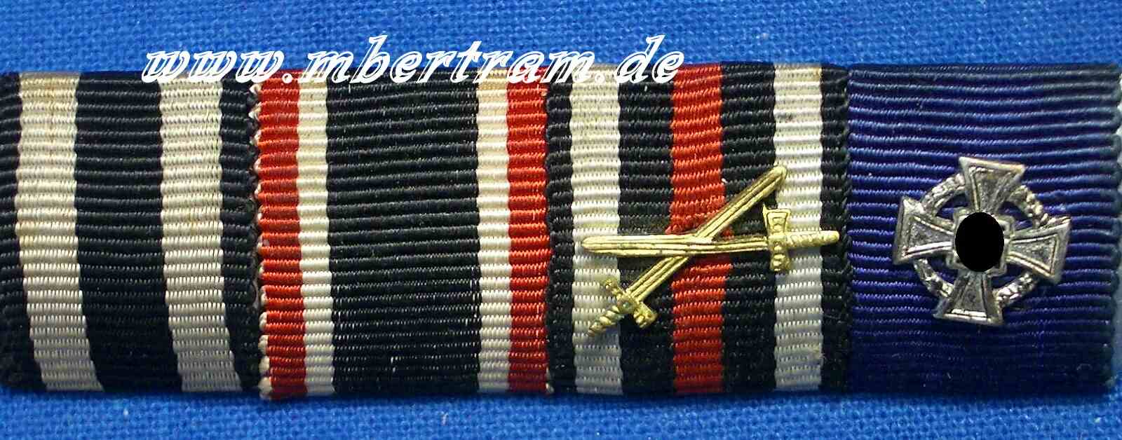 4er Bandspange: EK2 14, Kyfhäuser, Ehrenkr, Treudienst
