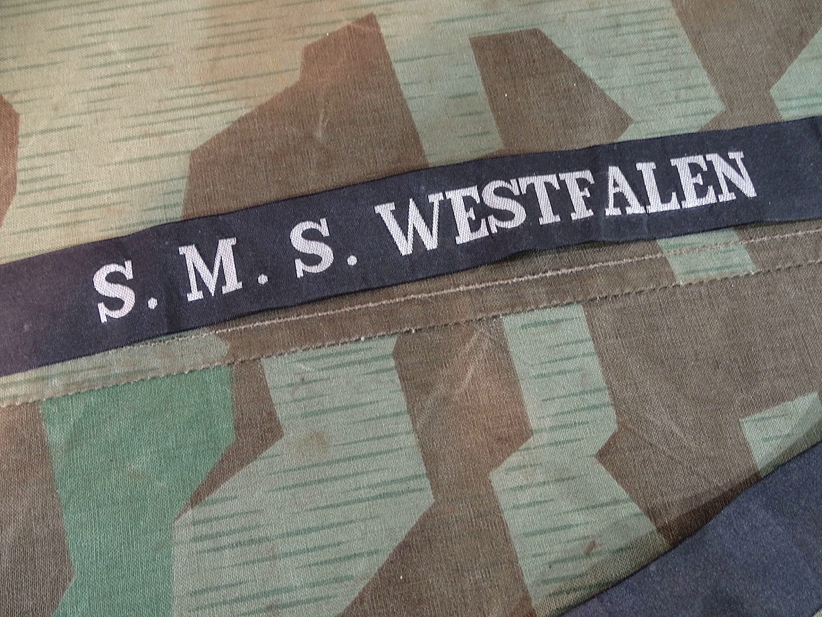 Kaiserliches Mützenband S.M.S Westfalen, schöner Zustand, ca. 118 cm