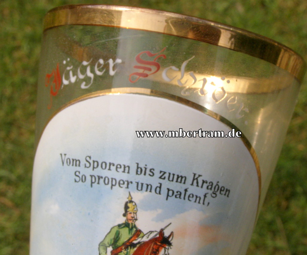 11279-6 Krug, Gläser: 4.Esk. Jäger z.Pferde No.4 Graudenz 1908