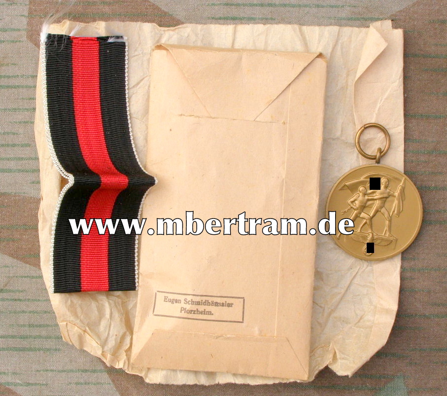 Medaille zur Erinnerung an den 1.Oktober 1938, mit Tüte