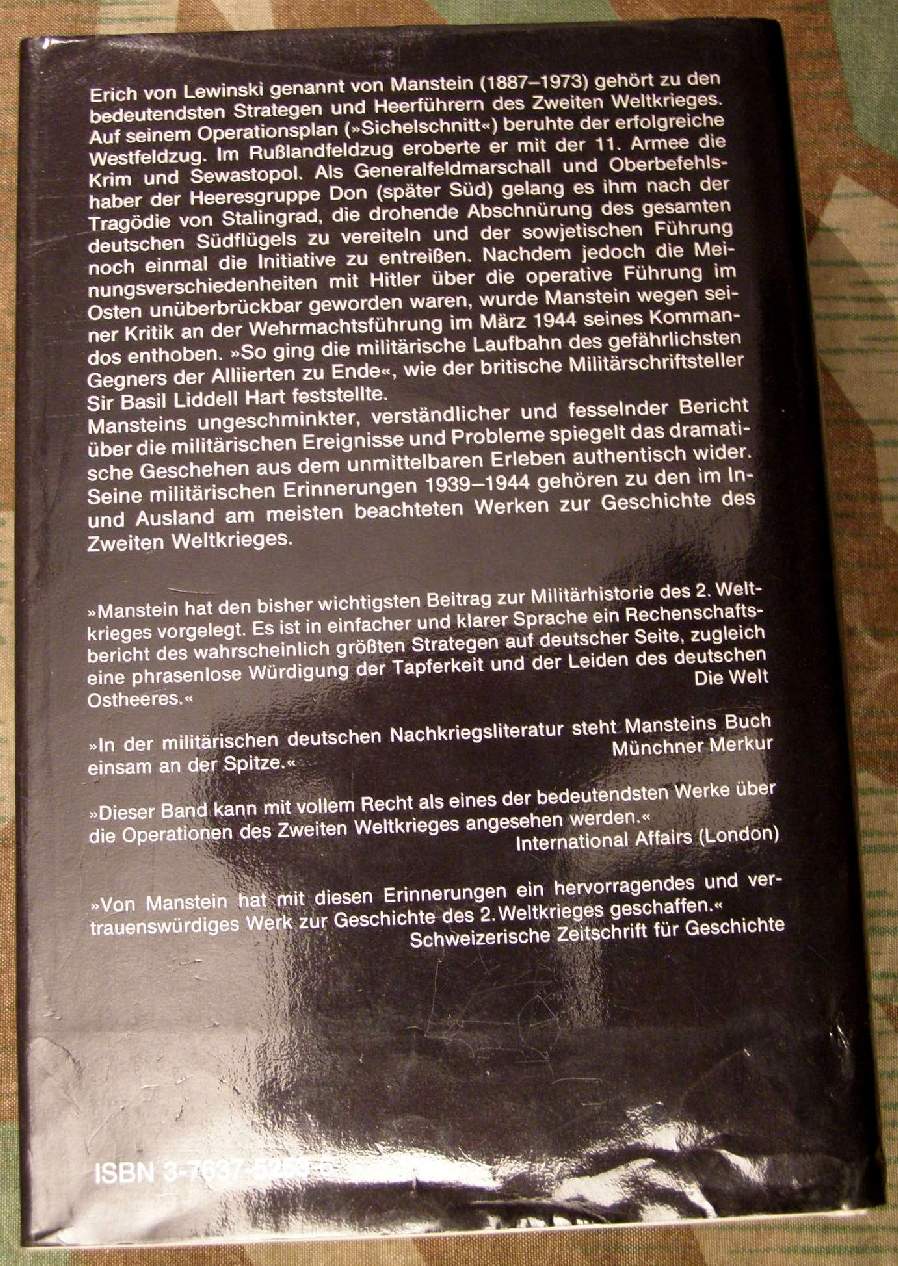 Manstein, Erich von: Verlorene Siege 1991, 664 Seiten