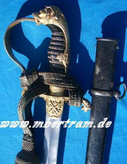 Preussen: Artillerie Löwenkopf Offizierssäbel, Portepee.