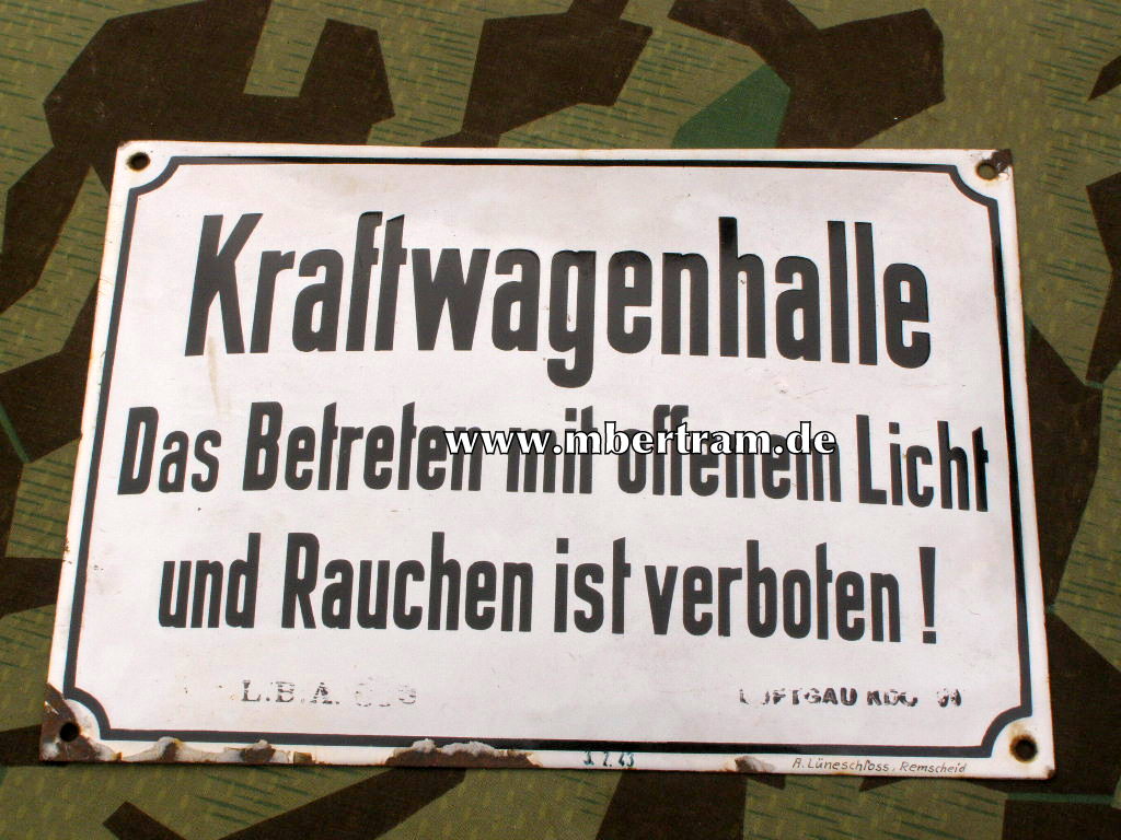 Emailleschild Fliegerhorst-Kommandantur in Münster