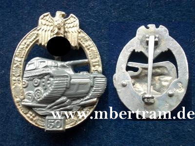 REPLIK: Panzerkampfabzeichen in Silber mit Einsatzzahl "50"
