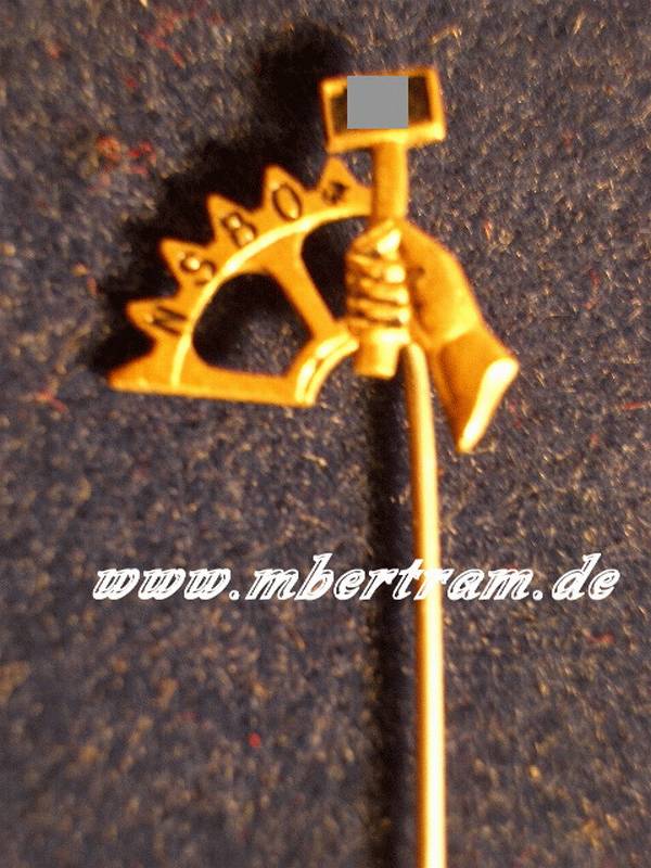 NSBO MITGLIEDSABZEICHEN AN LANGER NADEL KLEIN 16MM