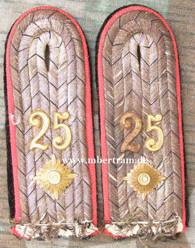 Paar Schulterstücke 1. WK, Oberleutnant Pionier Rgt. Nr. 25