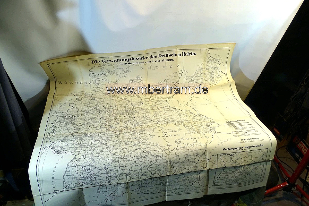 Landkarte " Die Verwaltungsbezirke des deutschen Reiches, Stand Juni 1939