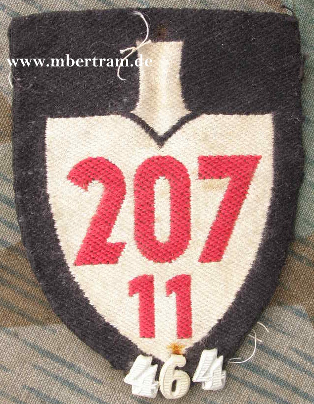 Reichsarbeitsdienst Ärmel Abteilungsspaten, "207/11"