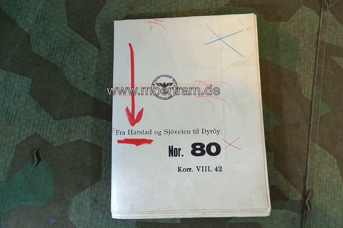 Kriegsmarine Seekarte Nr. 80 Fra Harstadt til Dyröy, Korr.VIII 42