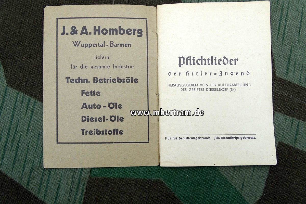 Pflichtlieder der Hitler-Jugend, Nur für den Dienstgebrauch