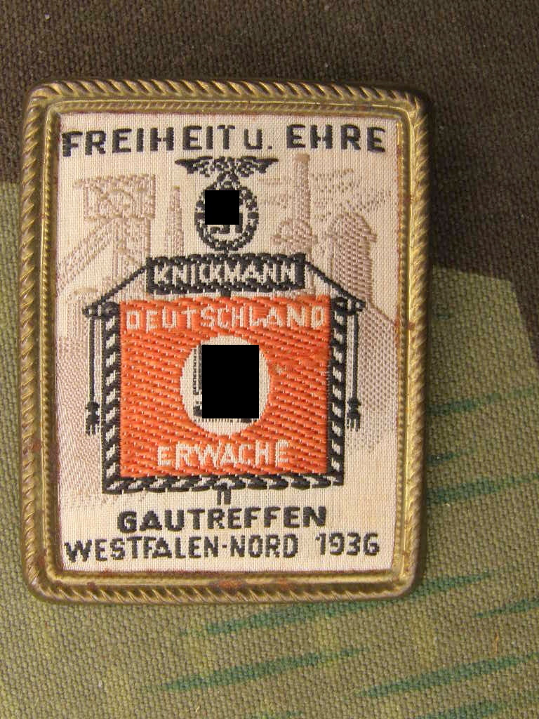 Gautreffen Westfalen Nord 1936, Webabzeichen, Metallrahmen