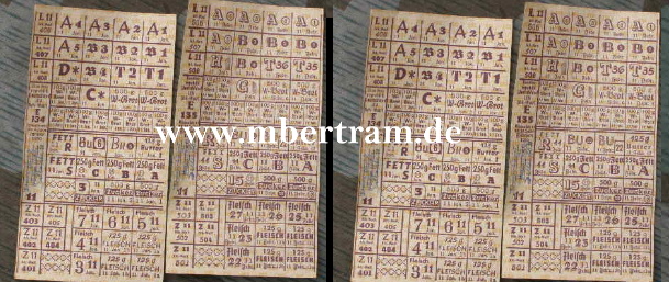 Essensmarken f.d.Jahr 1950, 4 Komplette Vordrucke
