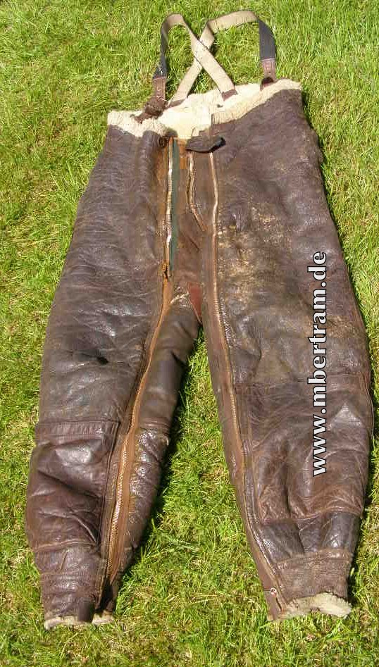 US Airforce Leder Fliegerhose. braun, Schaffell. 2. Weltkrieg.