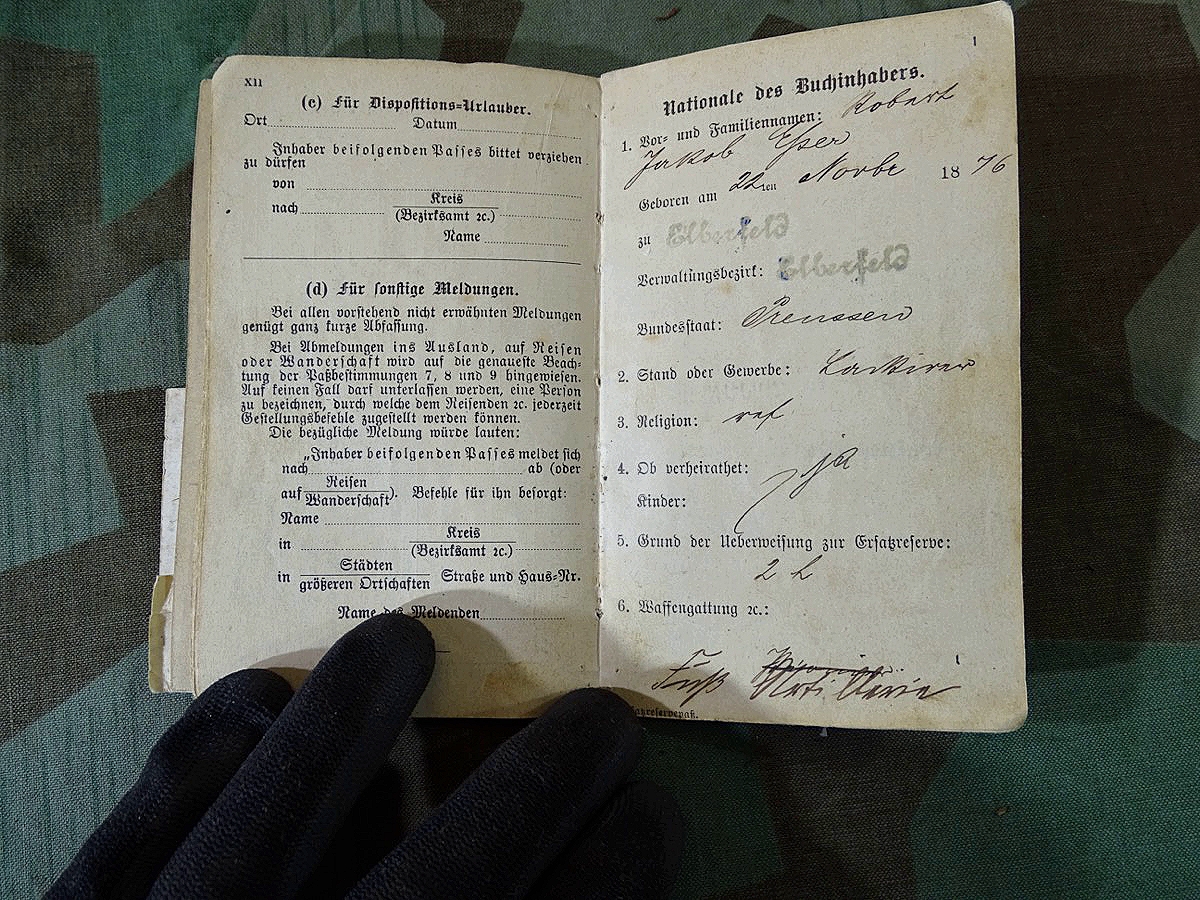 Militärpass u. Ers. Res. Pass 1915-1918- 1.Weltkrieg, Flandern, Somme, Armierungs Btl. 10, 3. Cp. Militärpass u. Ers. Res. Pass 1915-1918- 1.Weltkrieg, Flandern, Somme, Armierungs Btl. 10, 3. Cp.