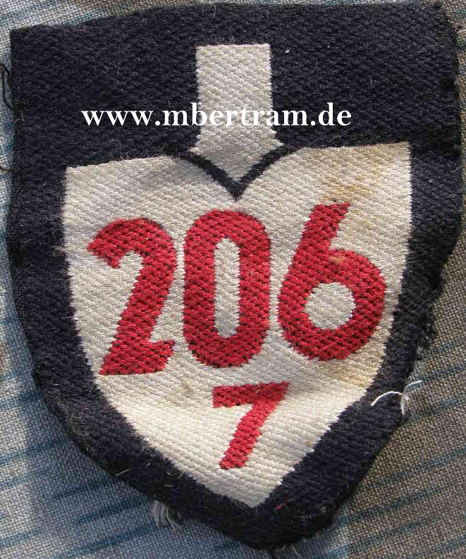 Reichsarbeitsdienst Ärmel Abteilungsspaten, "206/7".