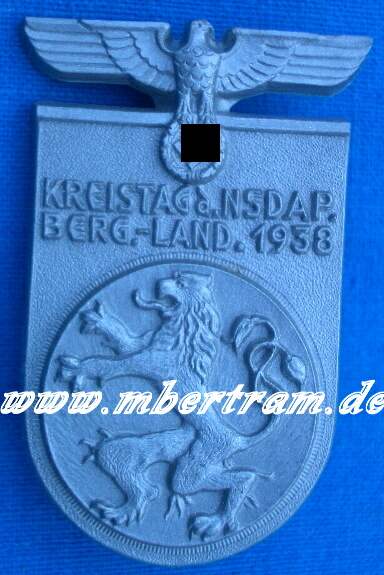 Treffabzeichen " Kreistag der NSDAP Bergisch Land 1938"
