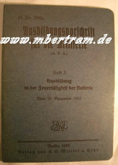 Ausbildungsvorschrift für die Artillerie, 3, Feuertätigkeit 1933