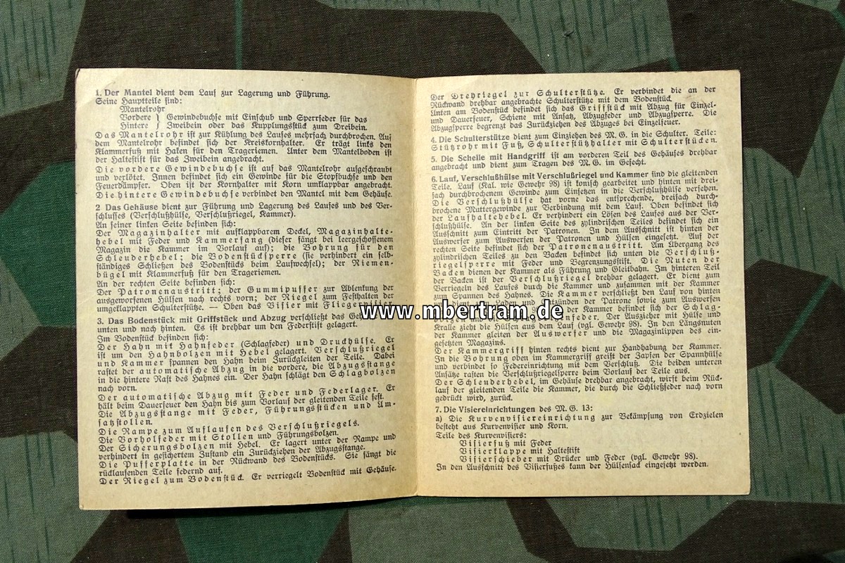 "Das M.G.13 ( Dreyse ) " Wa 17 Waffentafeln,   November 1937