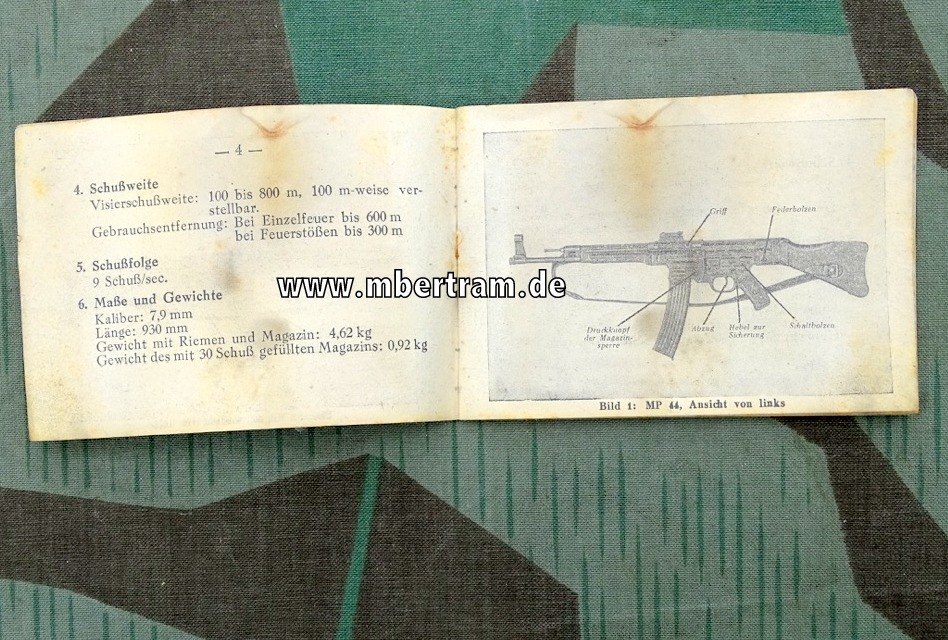 Dienstanweisung D 1854/3 Maschinenpistole 44 ( MP 44) Gebrauchsanleitung