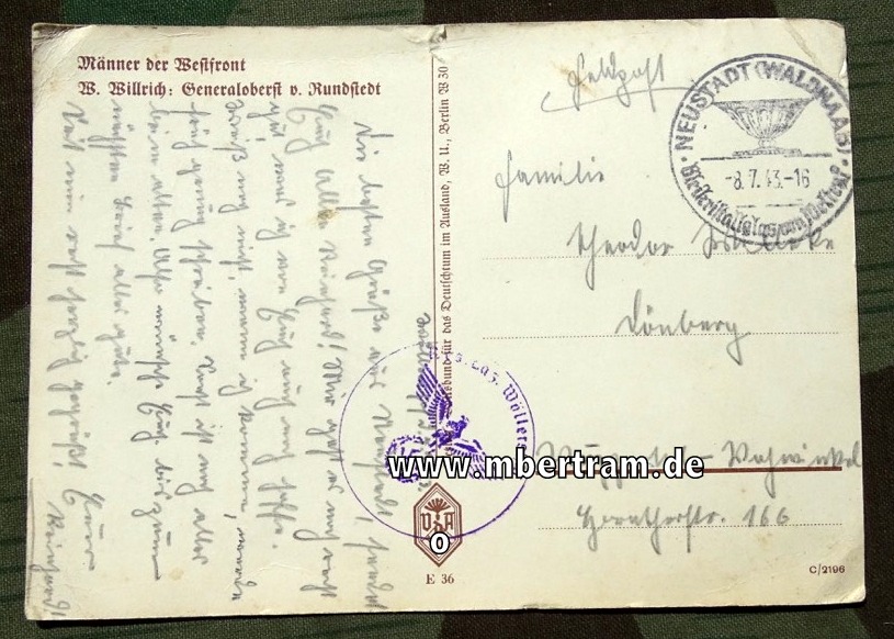 Willrich Ritterkreuzträger Postkarte, Generaloberst von Runstedt