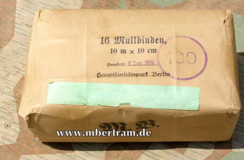 10 Mullbinden 10cmx10m, Hauptsanitätspark Berlin, 1939.